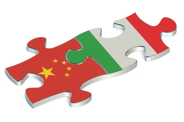 Italia y China rompecabezas de banderas — Foto de Stock