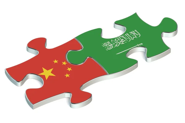 Arabia Saudita y China rompecabezas de banderas — Foto de Stock