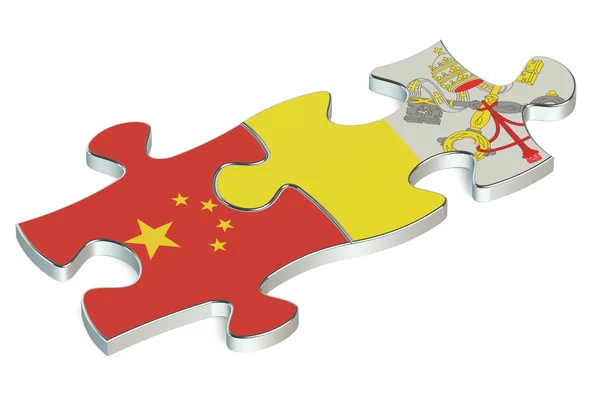 Vaticano y China rompecabezas de banderas — Foto de Stock