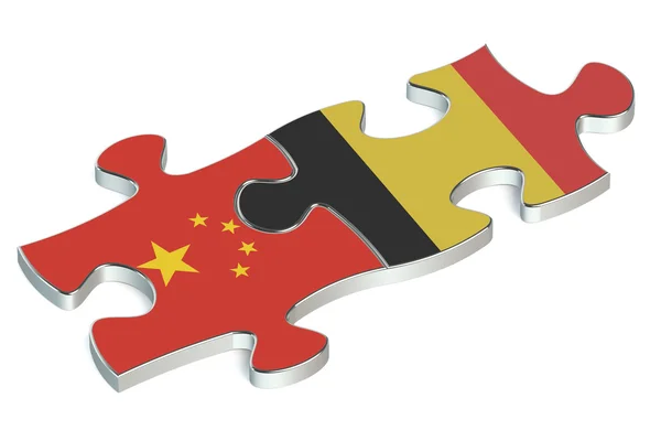 Bélgica y China rompecabezas de banderas — Foto de Stock