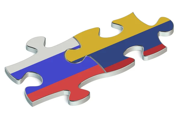 Colombia en Rusland puzzels van vlaggen — Stockfoto