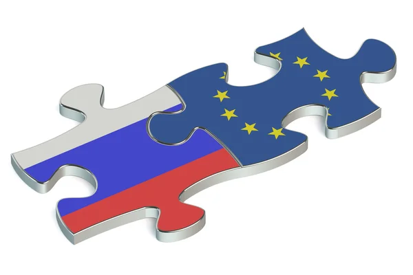 I puzzle della Russia e dell'UE dalle bandiere — Foto Stock