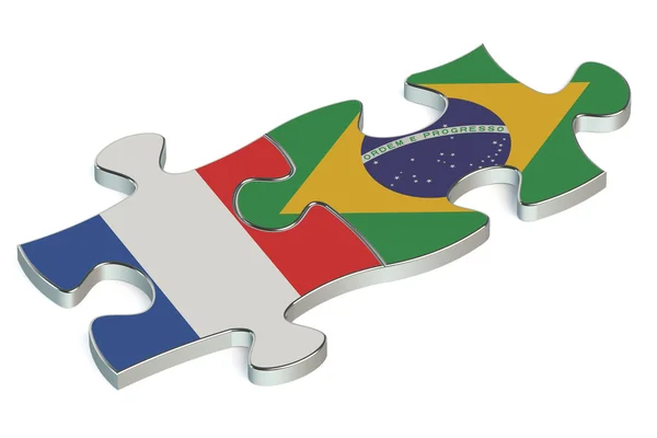Brasil y Francia rompecabezas de banderas —  Fotos de Stock