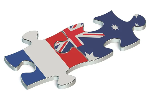 Australia and France puzzles from flags — Stock Photo, Image