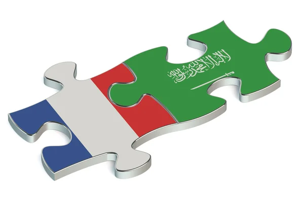 Arabie Saoudite et la France puzzles à partir de drapeaux — Photo