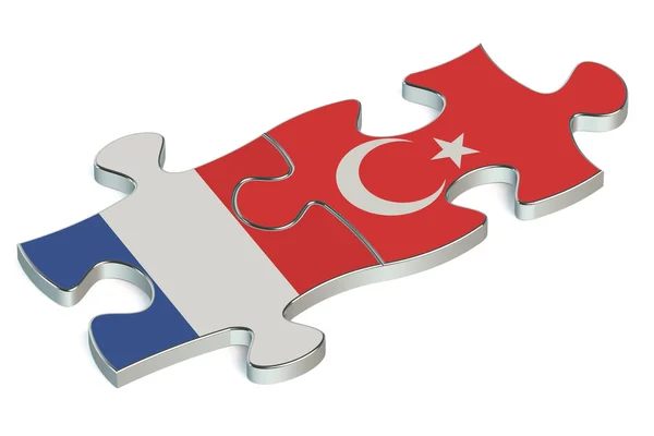 플래그에서 터키와 프랑스 퍼즐 — 스톡 사진