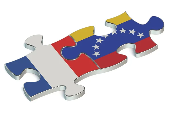 Venezuela y Francia rompecabezas de banderas — Foto de Stock