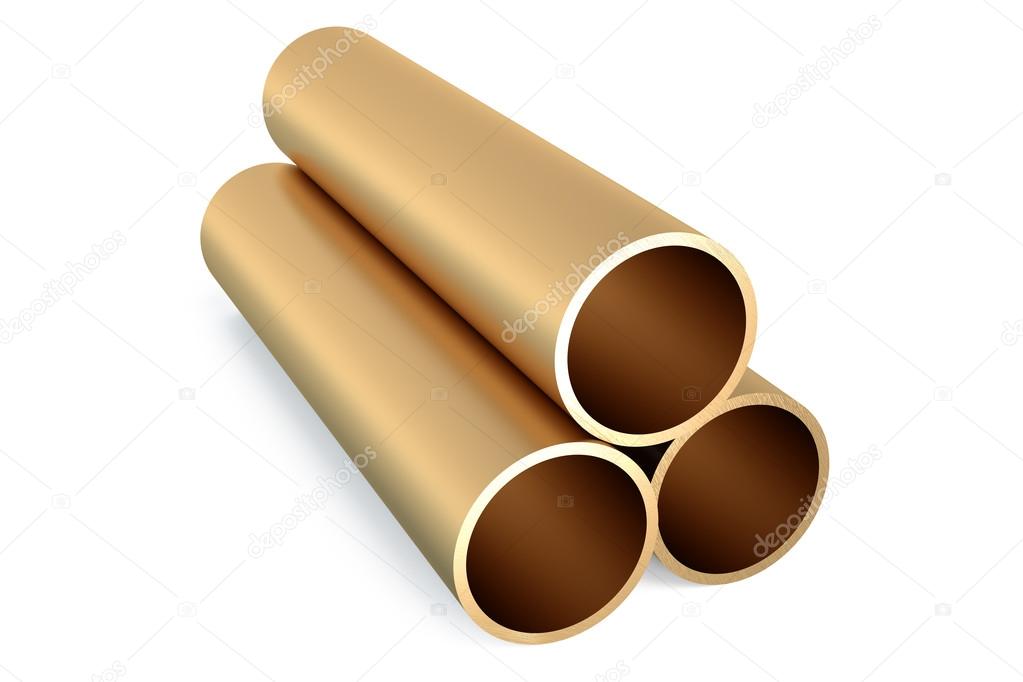 Copper pipes isolated