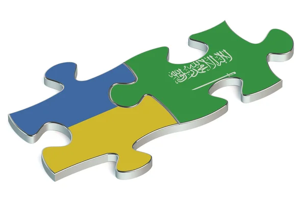 Arabie Saoudite et Ukraine puzzles à partir de drapeaux — Photo