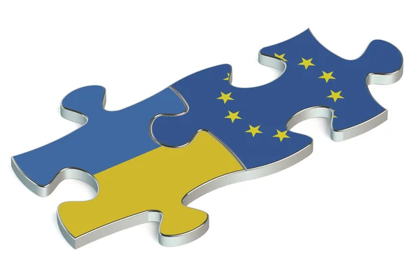 Ukraine et UE puzzles à partir de drapeaux — Photo