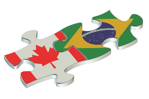 Brasil y Canadá rompecabezas de banderas —  Fotos de Stock