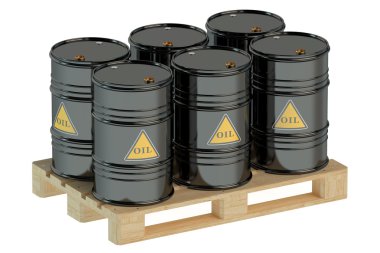 siyah petrol varil Palet üzerindeki