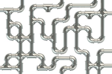 beyaz zemin üzerine metal borular