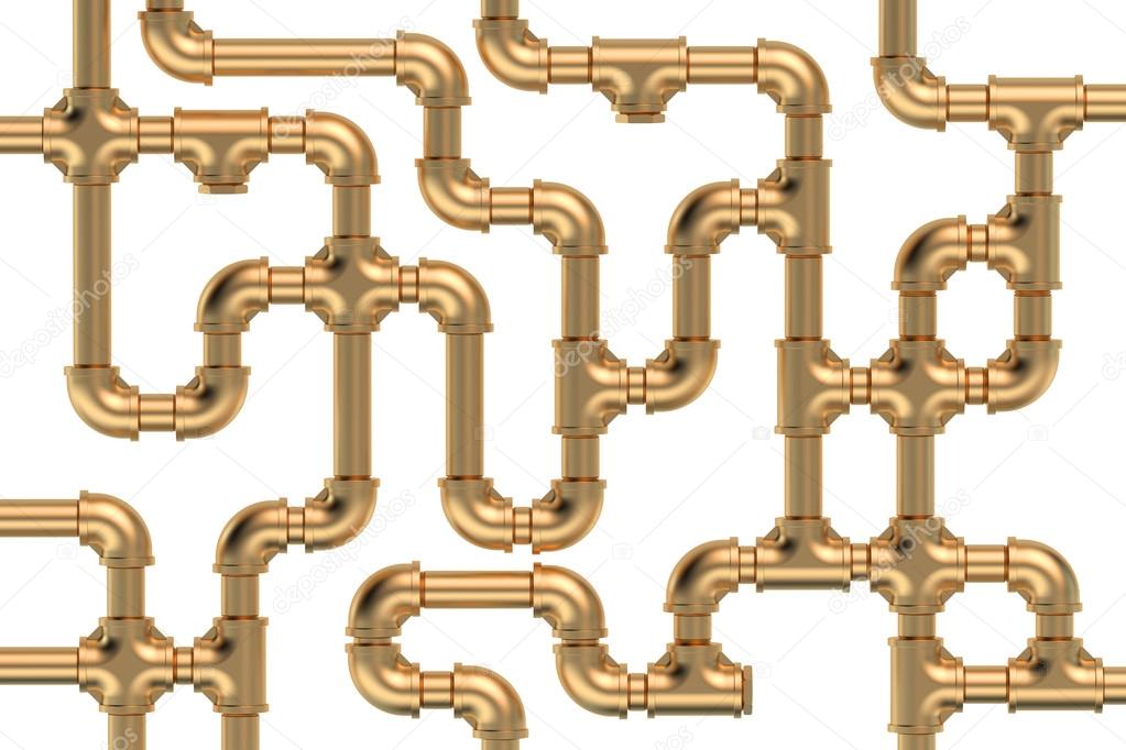 copper pipelines on white background