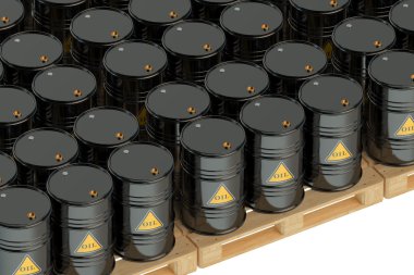 siyah petrol varil palet üzerinde