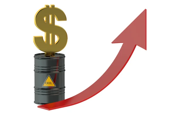 Oil barrel with arrow up — Stock Photo, Image