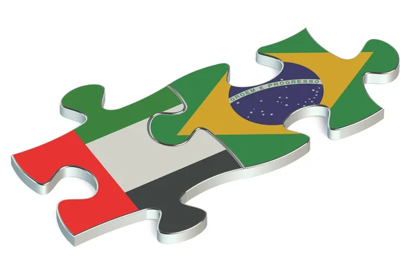 Brasil y Emiratos Árabes Unidos rompecabezas de banderas — Foto de Stock