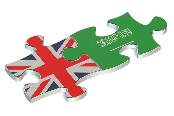 Saúdská Arábie a Velké Británie puzzle od vlajky — Stock fotografie