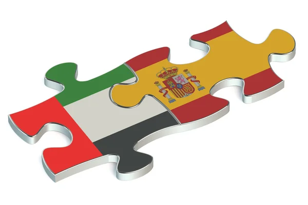 España y Emiratos Árabes Unidos rompecabezas de banderas — Foto de Stock