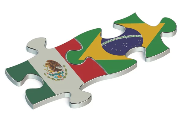 Brasil y México rompecabezas de banderas — Foto de Stock
