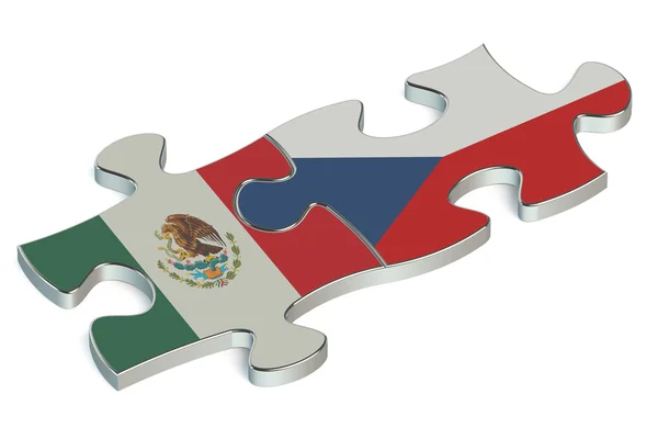 Tjeckien och Mexiko pussel från flaggor — Stockfoto