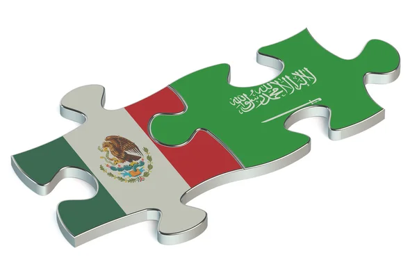 Arábia Saudita e México puzzles de bandeiras — Fotografia de Stock
