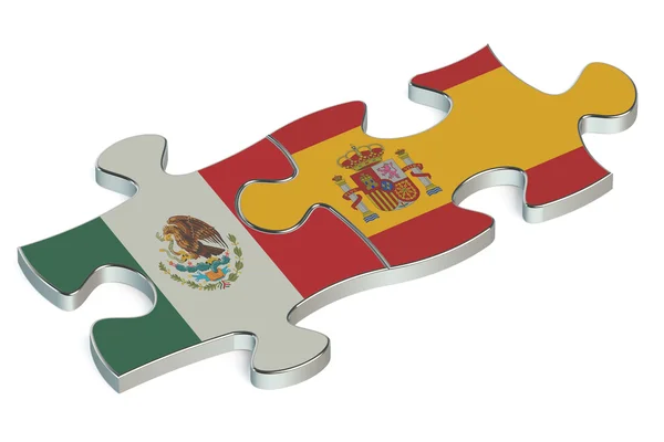 España y México rompecabezas de banderas —  Fotos de Stock