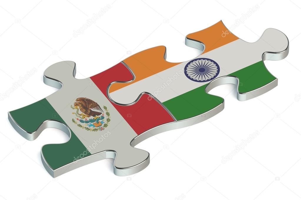 India and Mexico puzzles from flags