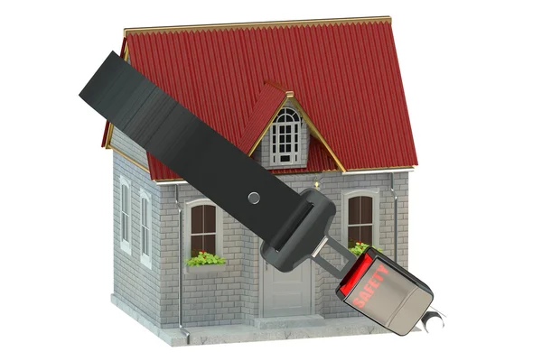 Conceito de segurança da casa com cinto de segurança — Fotografia de Stock