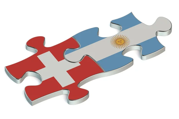 Argentina y Suiza rompecabezas de banderas — Foto de Stock