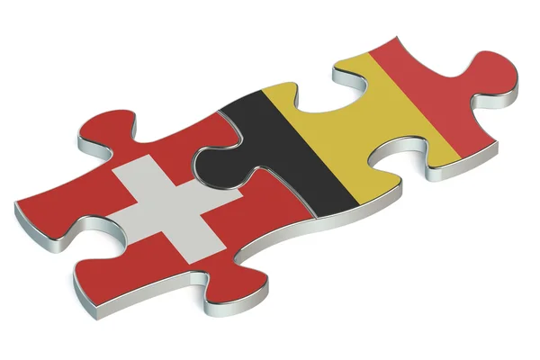Bélgica e Suíça puzzles de bandeiras — Fotografia de Stock