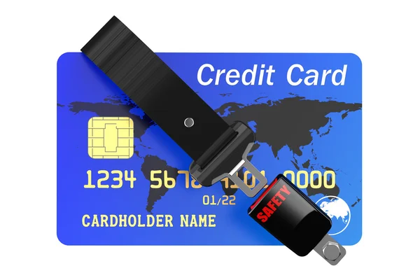 Kreditní karty bezpečnostní koncept s bezpečnostním pásem — Stock fotografie