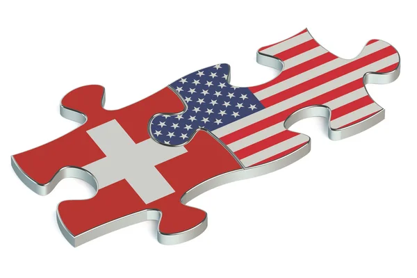 США та Швейцарією головоломок з прапорами — стокове фото