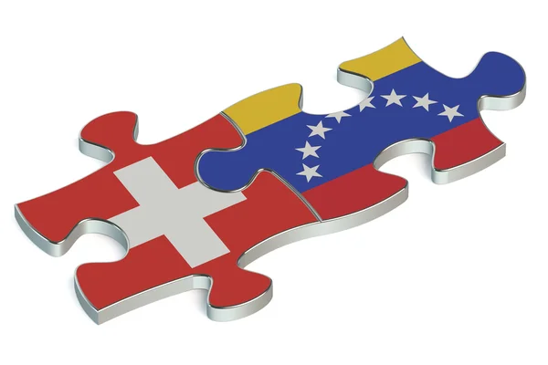 Venezuela y Suiza rompecabezas de banderas — Foto de Stock