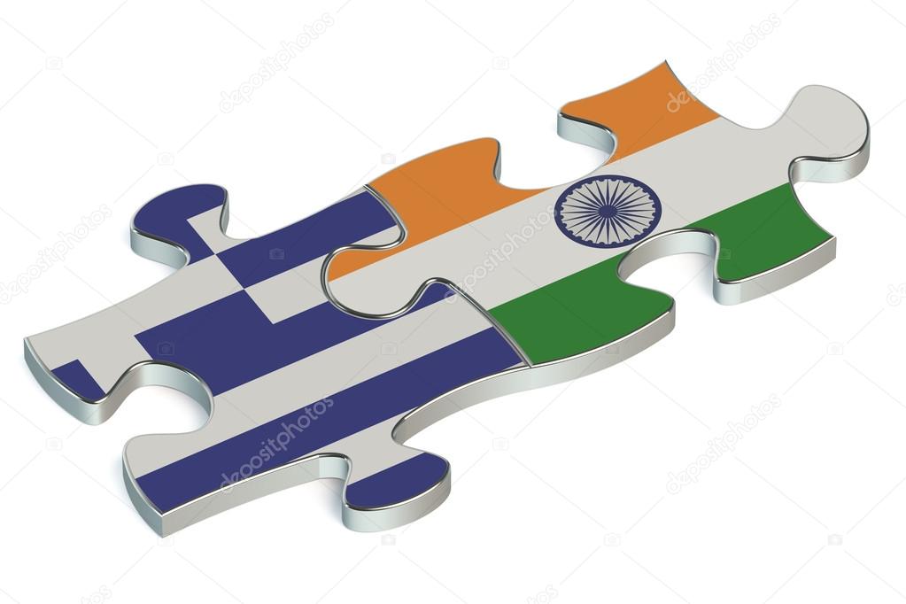 India and Greece puzzles from flags
