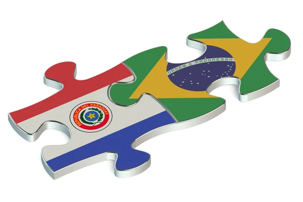 Brasil y Paraguay rompecabezas de banderas — Foto de Stock