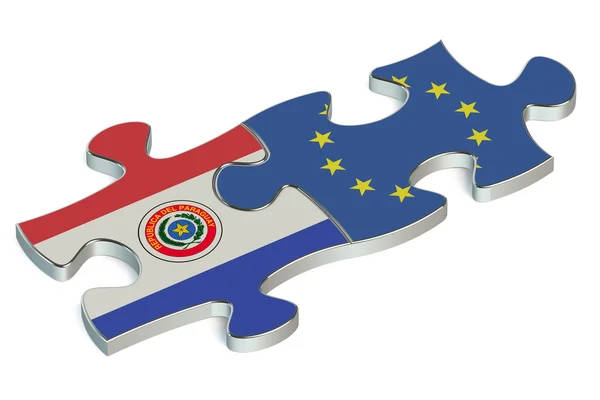 Paraguay y la UE rompecabezas de banderas — Foto de Stock