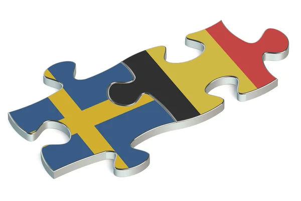 Belgien och Sverige pussel från flaggor — Stockfoto