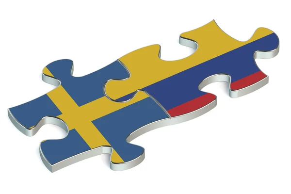 Colombia y Suecia rompecabezas de banderas — Foto de Stock