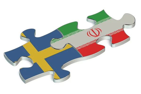 Irán y Suecia rompecabezas de banderas —  Fotos de Stock