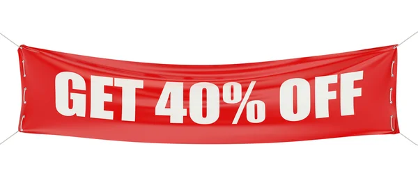 Desconto de venda obter 40% off conceito no banner vermelho — Fotografia de Stock