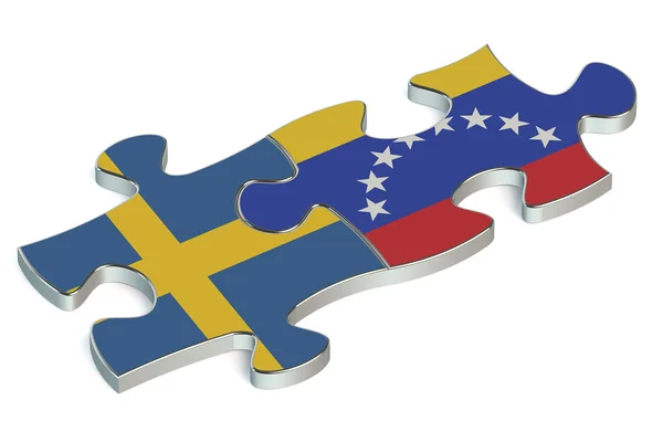 Venezuela y Suecia rompecabezas de banderas — Foto de Stock