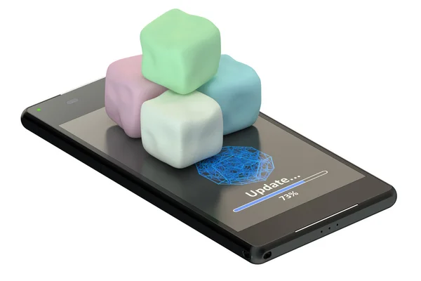 Smartphone ve marshmallow — Stok fotoğraf