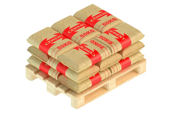 Cement bags on pallet — Stock Photo, Image