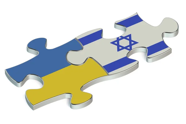 Israel and Ukraine puzzles from flags — Stock Photo, Image