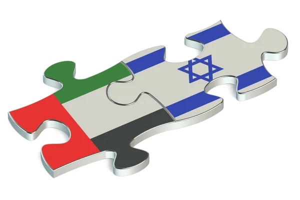 Quebra-cabeças de Israel e Emirados Árabes Unidos de bandeiras — Fotografia de Stock