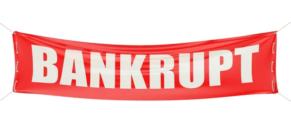 Концепція банкрутства на червоному банері — стокове фото