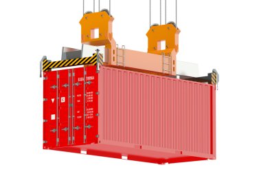container crane and red cargo container clipart