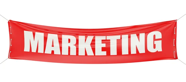 Marketingkonzept auf dem roten Banner — Stockfoto