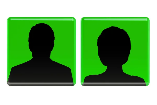 Ícones avatar verde usuário, mulheres e homens — Fotografia de Stock